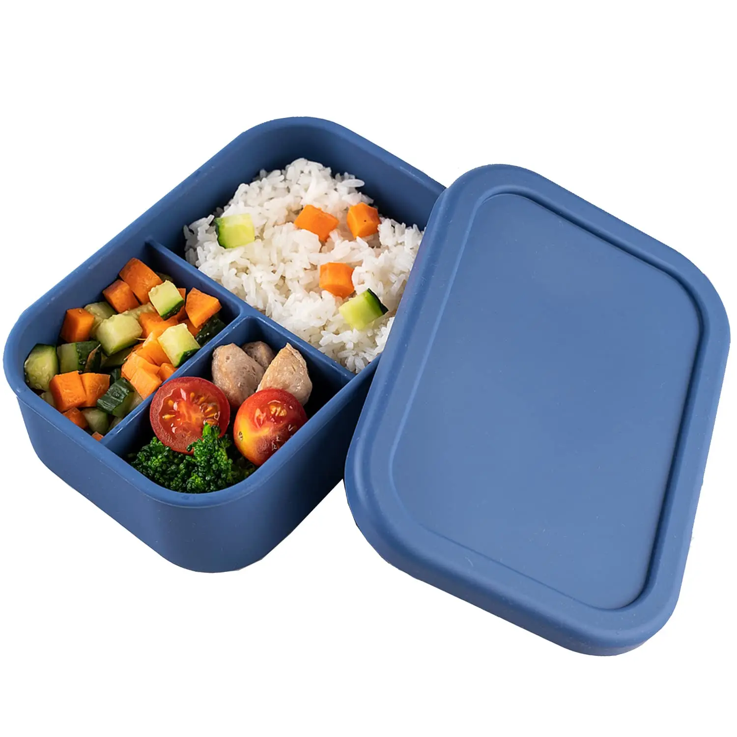 Reusable Silicone Lunch Box BPA Free Silicone Bento Lunch Box Food Grade Microwave Fresh-Keeping Food Storage Box With Lids