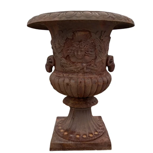 outdoor antique cast iron flower pot rust Big planter