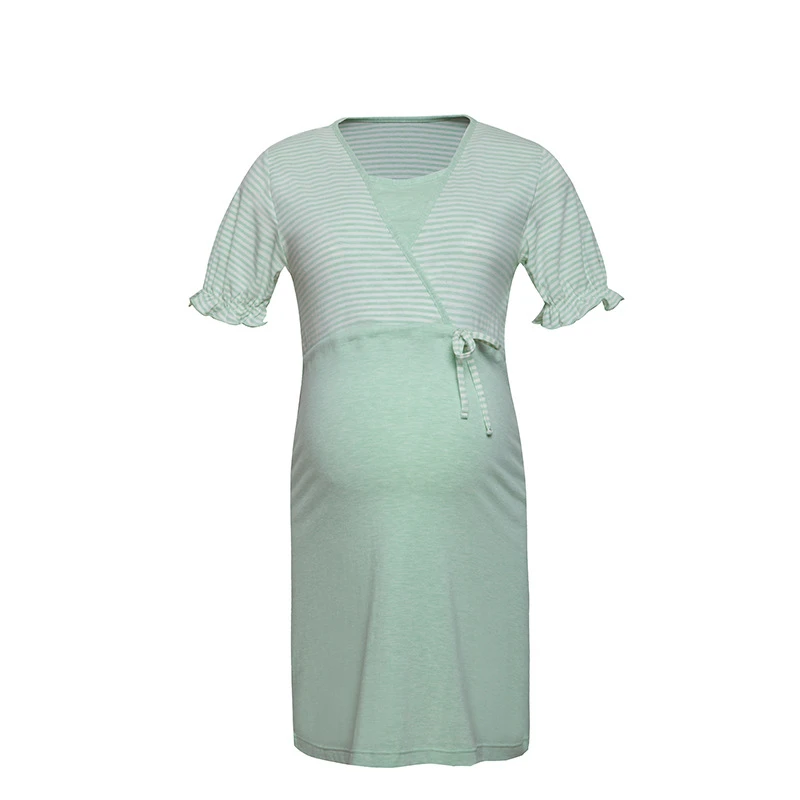 Женское домашнее платье для кормящих матерей и беременных женщин рубашка с коротким рукавом для кормления грудью