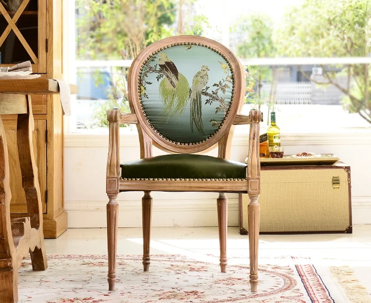 Custom hotel household furniture French antique solid wood carved dining table set luxury