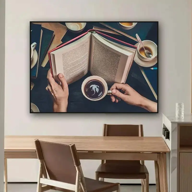 Vintage coffee latte canvas painting poster and print bar kitchen cafe home restaurant wall art decoration