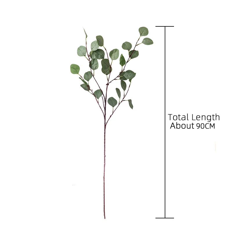 Листья эвкалипта MW26642 из искусственного шелка, декоративные растения, листья зеленого и коричневого цвета, ствол