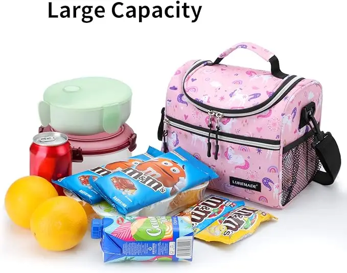 Custom print logo insulated recycled zipper sublimation blank neoprene lunch tote bag with strap for school kid men women