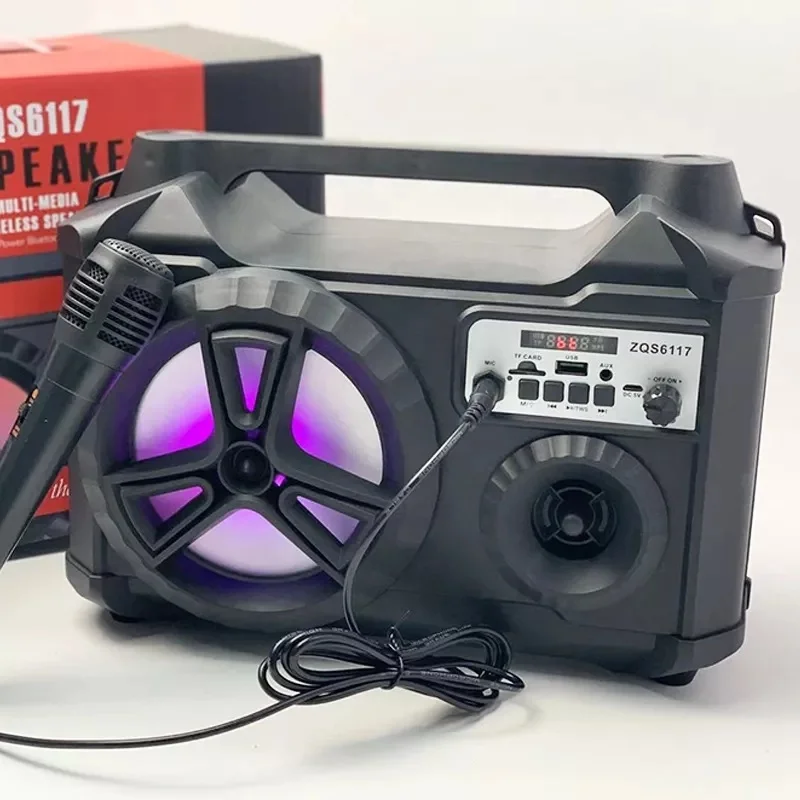 BT 5.0 Multi-functional &wireless LED colorful jump lights Speaker Fm Radio Portable Sound Equipment/amplifiers/speaker