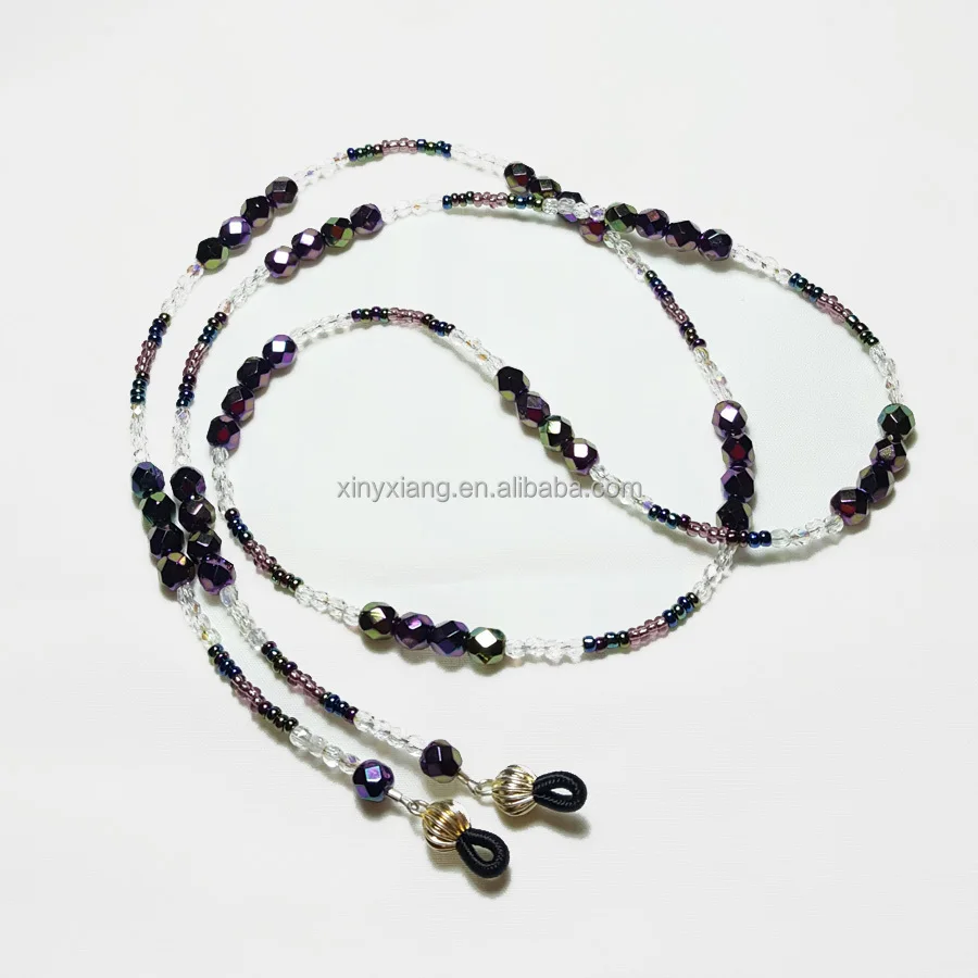 Factory Wholesale Beaded Lanyard for ID Badge or Eyeglasses, Multi Color Czech Glass Bead Lanyard Eyeglass ID & Badge Holder