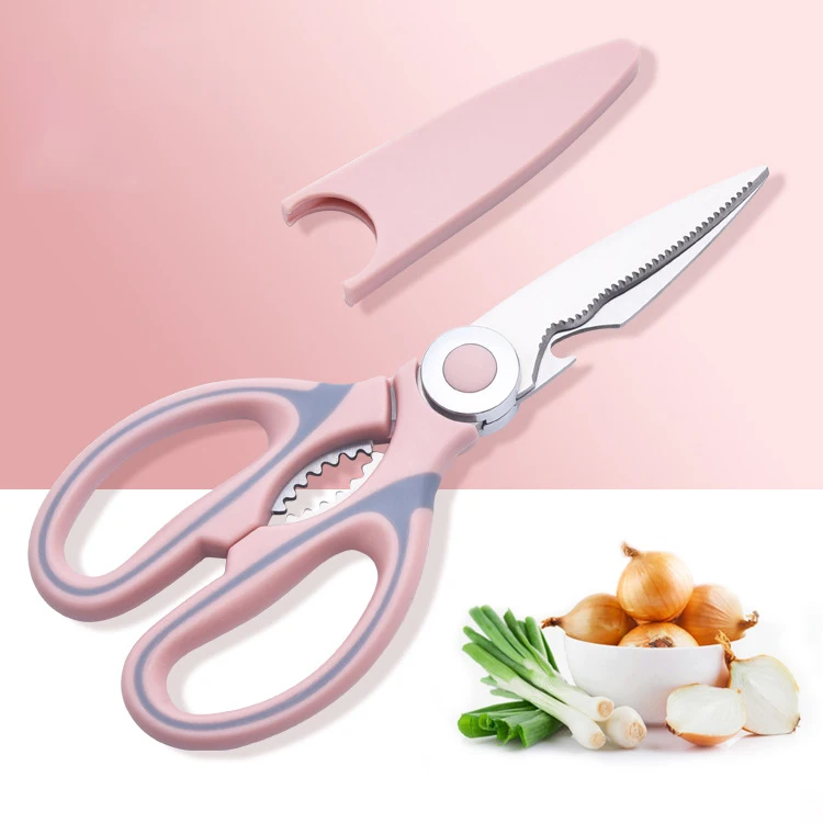 kitchen Scissors Chicken Bone Scissors with Cover Stainless Steel Heavy Duty Multipurpose Scissors for Opening Bottle Nutcracker