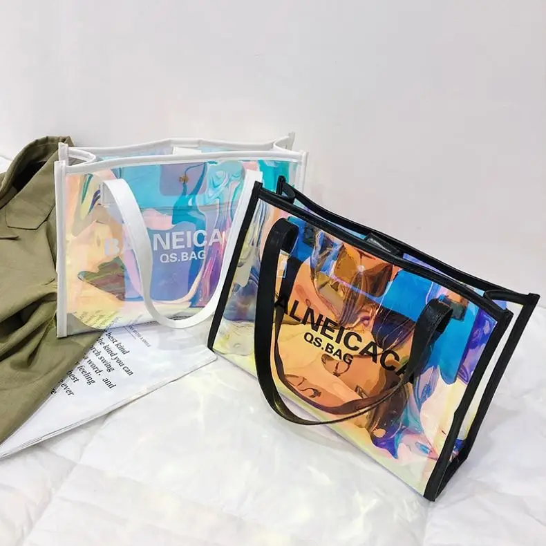 2020 fashion tote bag new design tote bag pvc custom logo holographic bags