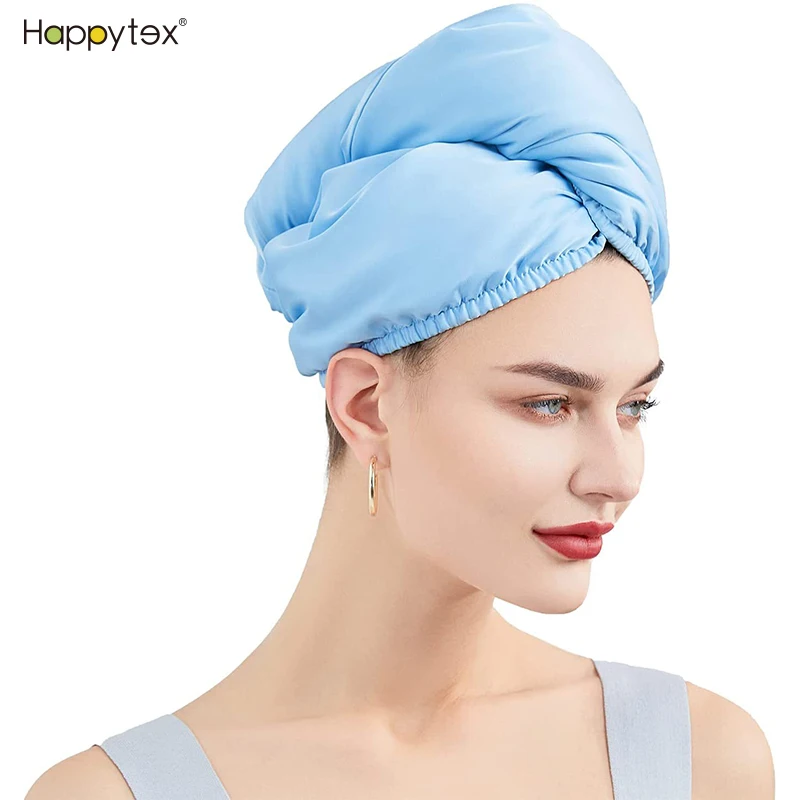 OEM/ODM Double Layers Hair Wraps Silk Satin Microfiber Fleece Quick Dry Hair Wrap Towel For Women Lady Home And Spa