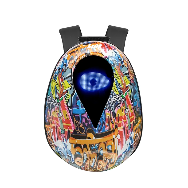 Hard Shell backpack for riders, knight led backpack, led eye backpack motorcycle riding skate safety backpack