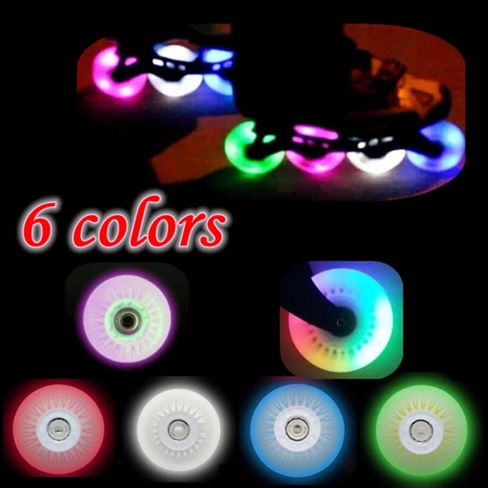 4pcs Roller Skate LED Flashing Flat Flower Luminous Brake Roller Skates Colorful Wheels 60/70/80mm