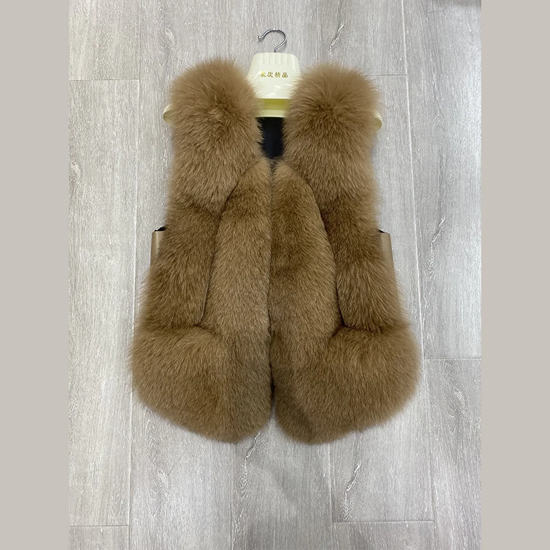 
Custom Real Fur Coat Fox Fur Vest Women Short Fox Fur Coat Warm Fashion Fall Vest Coats 