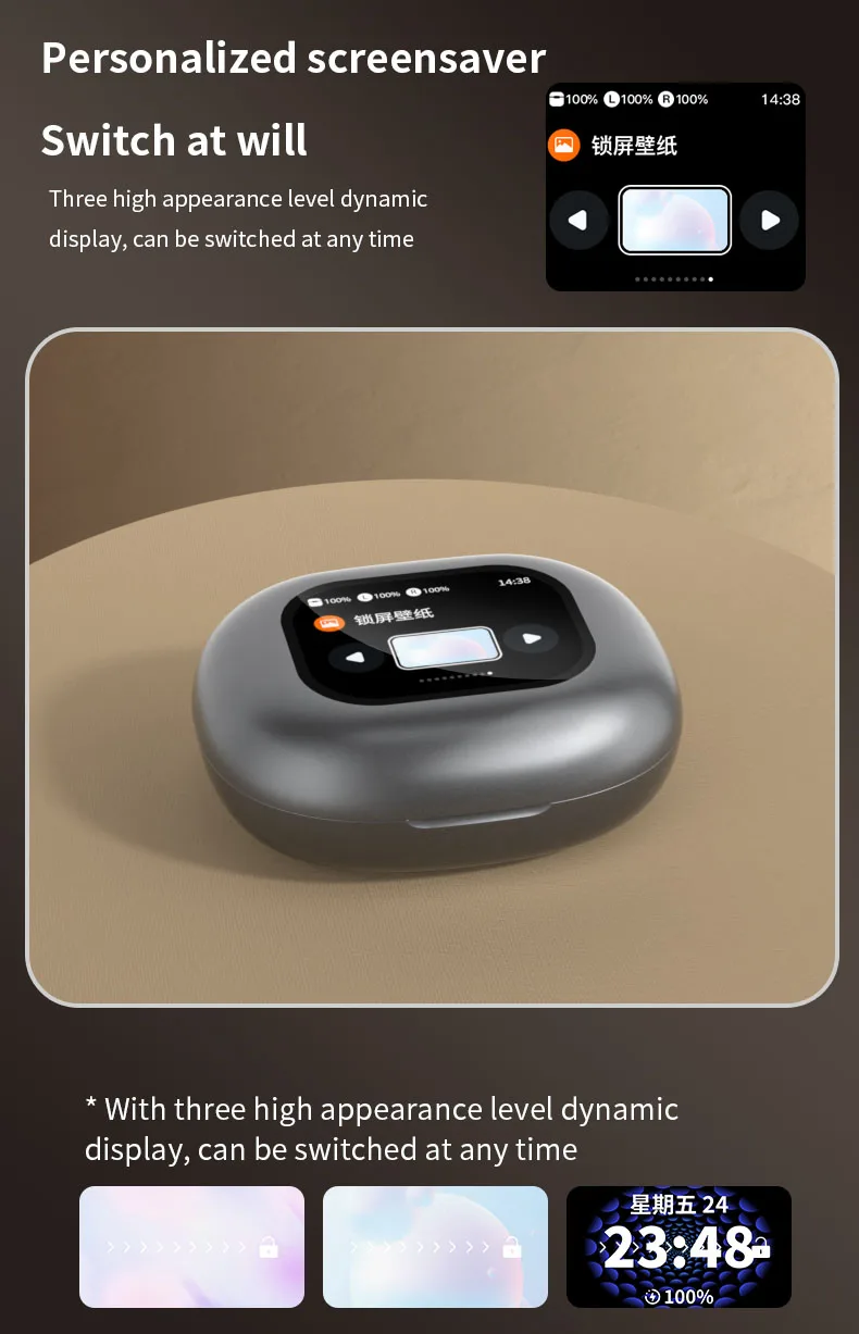 2024 Top Quality Best Selling In America Drop Shipping Wireless Fashing ANC Sports Music Earphones LED Touch Screen