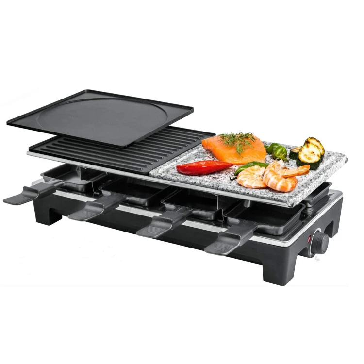 Raclette Grill Detachable Nonstick Plate Electric BBQ Raclette Grill for 8 Person Grill Raclette