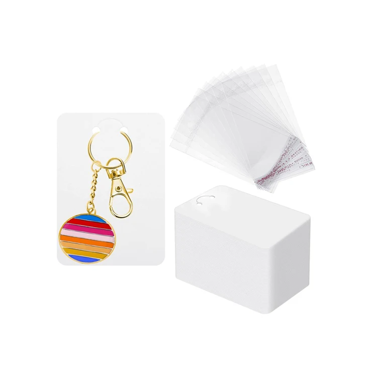 Jewelry Keychain Cards Holder for Display Keyring Necklace Packaging Supplies Blank Cards Art Paper Offset Printing Custom JDT