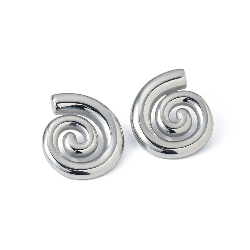 Instagram Trendy 18K Gold Plated Stainless Steel Drop Earrings for Women Rotating Pattern Thread Crown Jewelry for Party Gifts