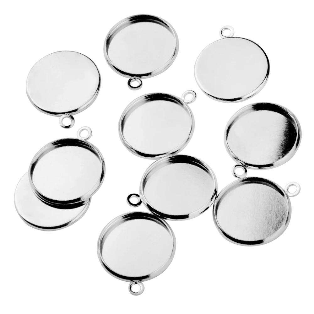Chanfar 100PCS/Bag 10 12 14 16 18 20 25mm Blank Cabochon Base Pendant Bezel Tray for Jewelry Accessories