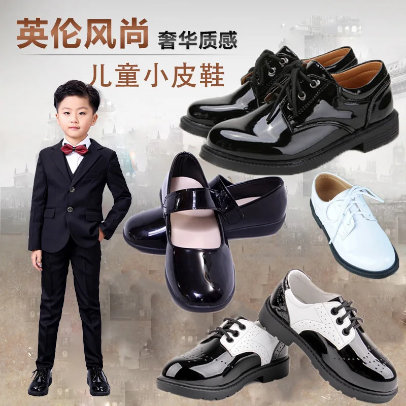 Черная обувь для мальчиков, детский Британский костюм для средней школы, Классическая обувь на весну и осень, детская Студенческая лакированная кожа 65496498
