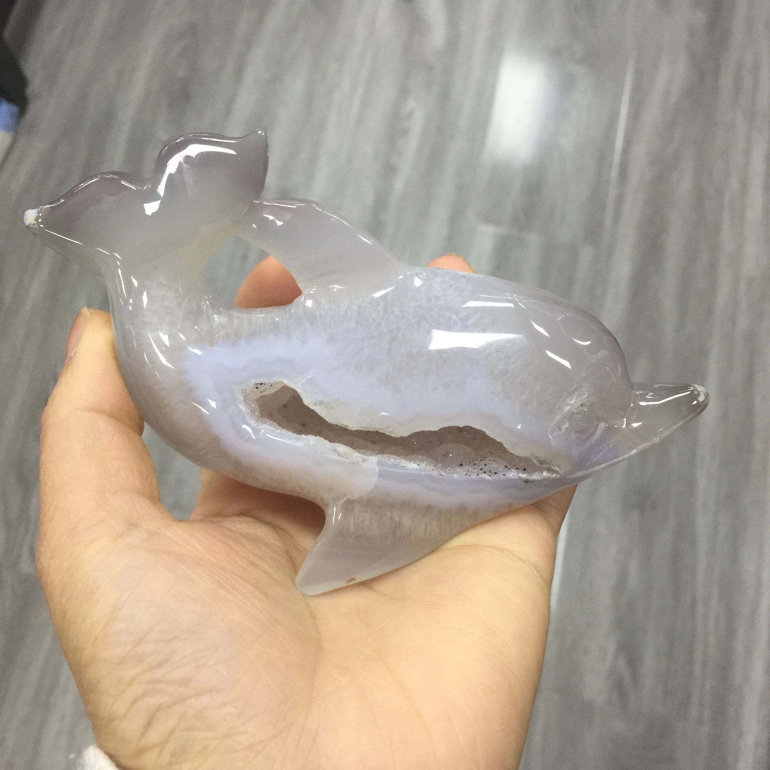 Folk crafts natural crystals agate geode druzy dolphin for gift or decoration