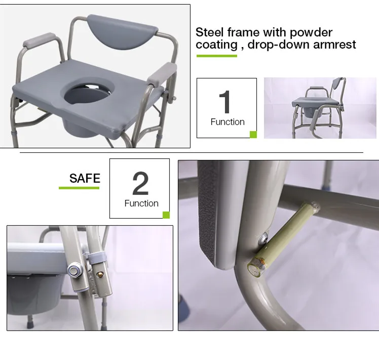 China New Patent Wholesale Suncare Extra -Wide Bariatric height adjustable Commode chair with bucker
