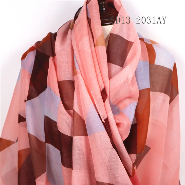 Luxury Chiffon Viscose Femme Printed Chain Silk Bufanda Foulard Echarpes Jersey Hijab Scarf For Women