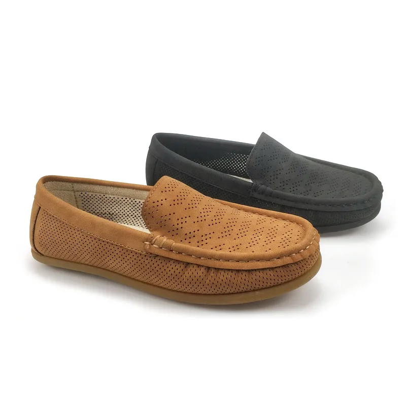 
Sole Flat Loafers Walking Boat Shoe Laser Engraving Soft Insole Sheep and Amraphel Bowknot Wedgie with Wooden Kids for Boys TPR 