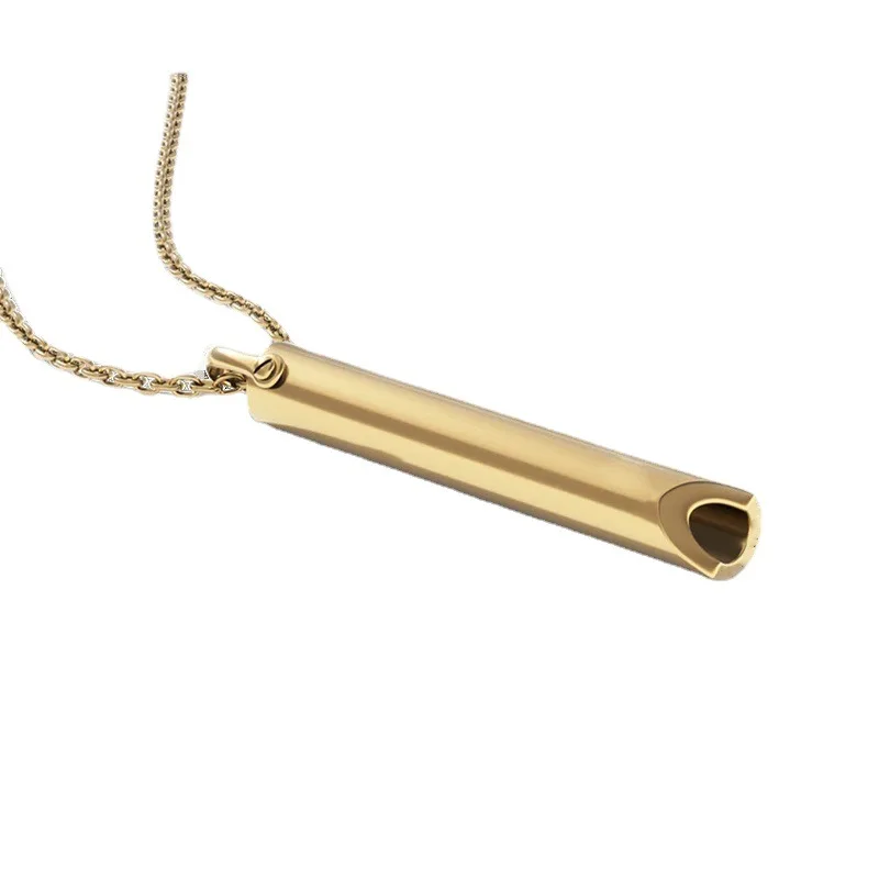 Newest Top Quality Relief Breathe Calming Necklace Whistle Stainless Steel Meditation Breathing Anti Anxiety Necklace