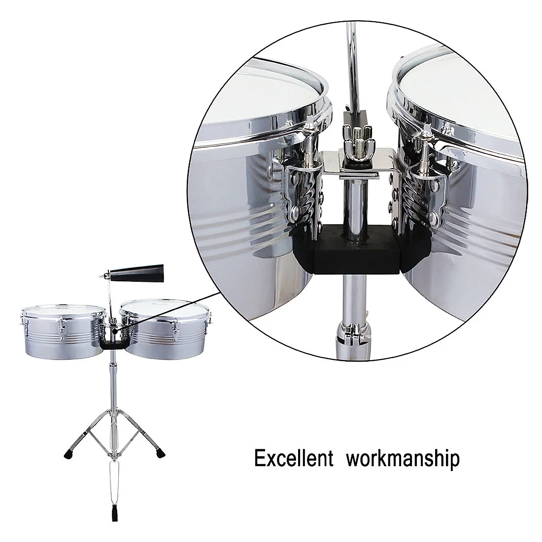 JELO AY-TB20 Professional Timbales Percussion Drums Kit 13 14 Inch Classic Finish Outstanding Tone Strong Durability Full