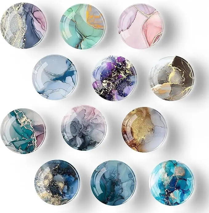 Glass Strong Magnetic Refrigerator Magnet Fridge Sticker,Marble Crystal Fridge Magnets Decoration