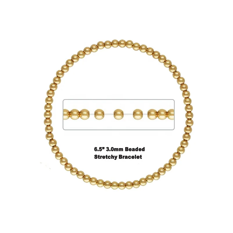 Винтажный эластичный браслет из натурального золота 14 карат с перманентными украшениями бисера