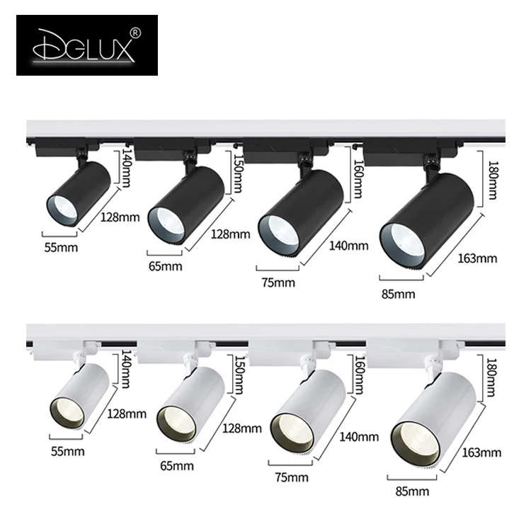 DGLUX Chinese Modern Angle Adjustable Cylinder Commercial Magnetic 20 Watt Led Track Light