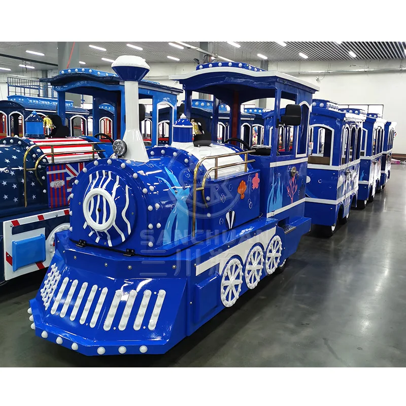 Customized Your Own Train Rides Attraction Road Kids Mini Electric Trackless Kiddie Ocean Amusement Park Train Rides For Sale