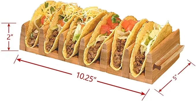 Премиум бамбуковый деревянный держатель Taco подставка стойка вмещает 6 мягких или твердых корпусов Tacos для