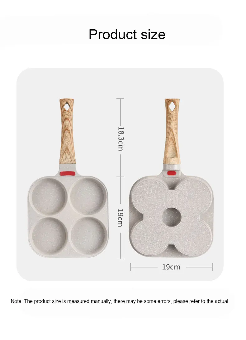 Household four-hole breakfast fried egg burger machine non-stick mini flat pancake frying pan kitchen supplies cookware tools