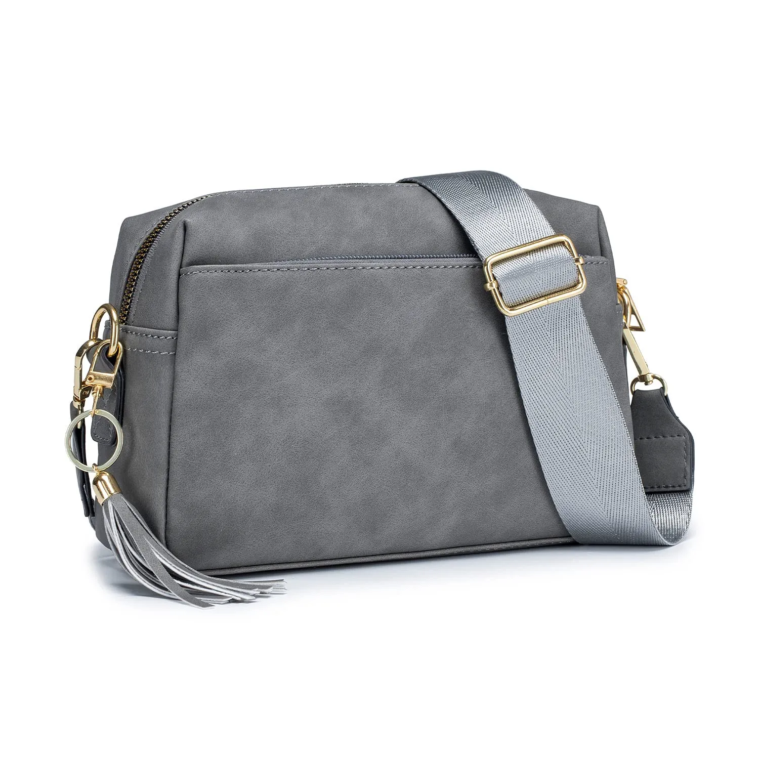 Triple Zip Small Crossbody Bag for women Wide Strap Cell Phone Purse Shoulder Handbag Wallet with Credit Card Slots