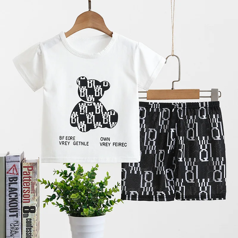 Комплект летней детской одежды Green Horizon 2022, повседневная детская одежда для мальчиков, футболка и брюки для маленьких мальчиков, комплекты одежды из 2 предметов