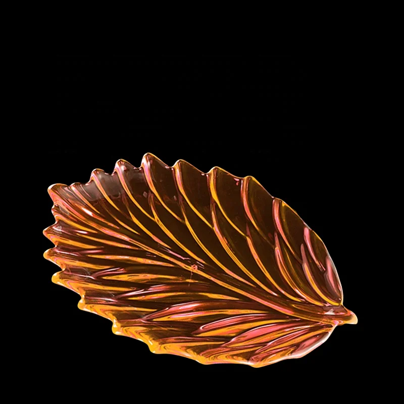 Creative feather shaped fruit tray holder multi color clear plastic salad plates nightclub snack food plastic plate bar