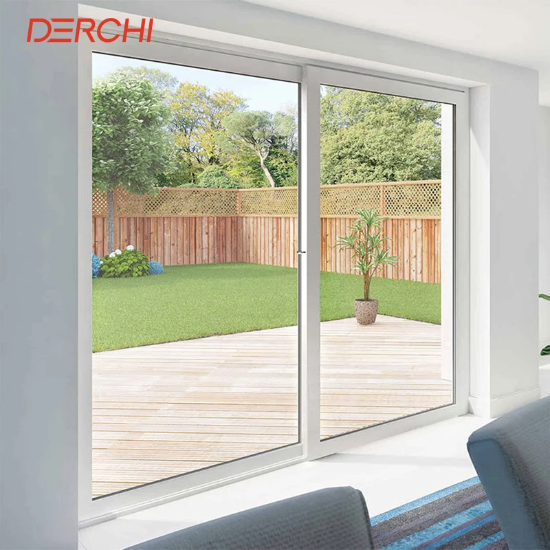 DERCHI Latest Double Glazed PVC UPVC Window Door Sliding Open Windproof Exterior House Windows