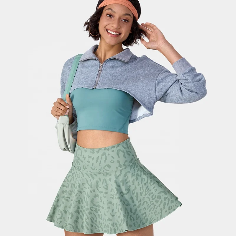 OEM Recycled High Quality Sublimation Print Fitness Pockets Shorts Outdoor Anti-lighting Breathable Tennis Skirt for Women