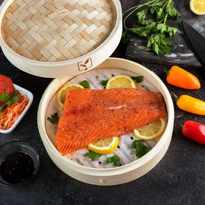 Estick Mini Kitchen Dim Sum Food Cheap Custom Logo Wholesale Modern Style Chinese Fresh Natural Bamboo Steamer Set With Lid