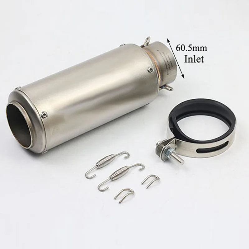 
60mm Inlet Motorcycle Exhaust Muffler Carbon Fiber Stainless Steel Pipe 