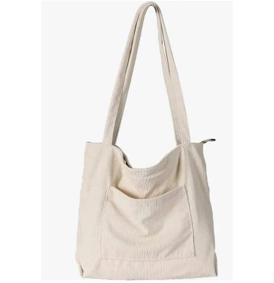 BSCI Factory Hot Selling Corduroy Tote Bag Large Shoulder Hobo Bags Casual Handbags Big Capacity Shopping Work Bag