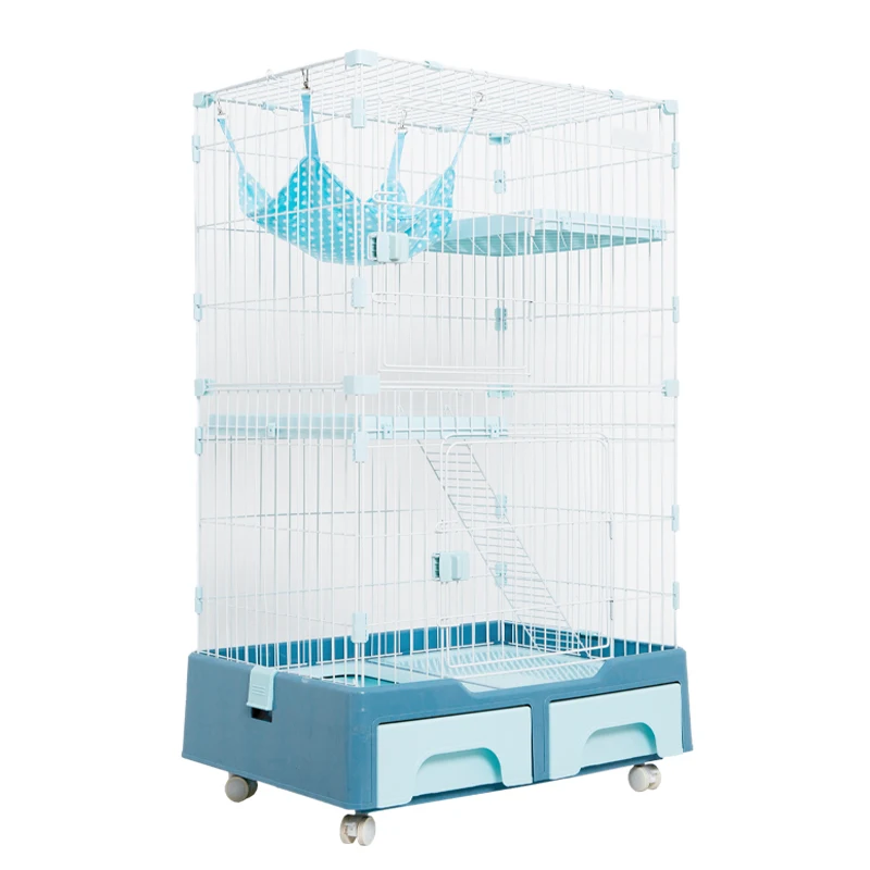 Factory Price Large Breeding Pet Crate 3 Tier Cat Cage Playpen Metal Wire Cat Home Cages With Drawer For Pet Shops