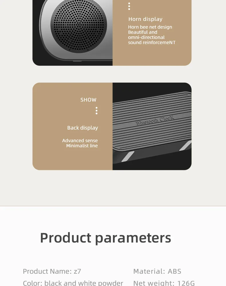 2022 New Product Alarm Clock With Mirror Digital Clock USB Charging Mini Portable Bluetooth Speaker