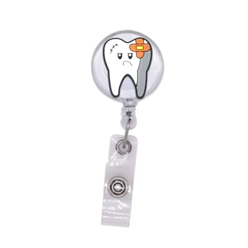 BECOL New Coming Medical Badge Holder Cute Round Plastic Yoyo Key Holder Retractable ID Card Badge Reel for Nurse