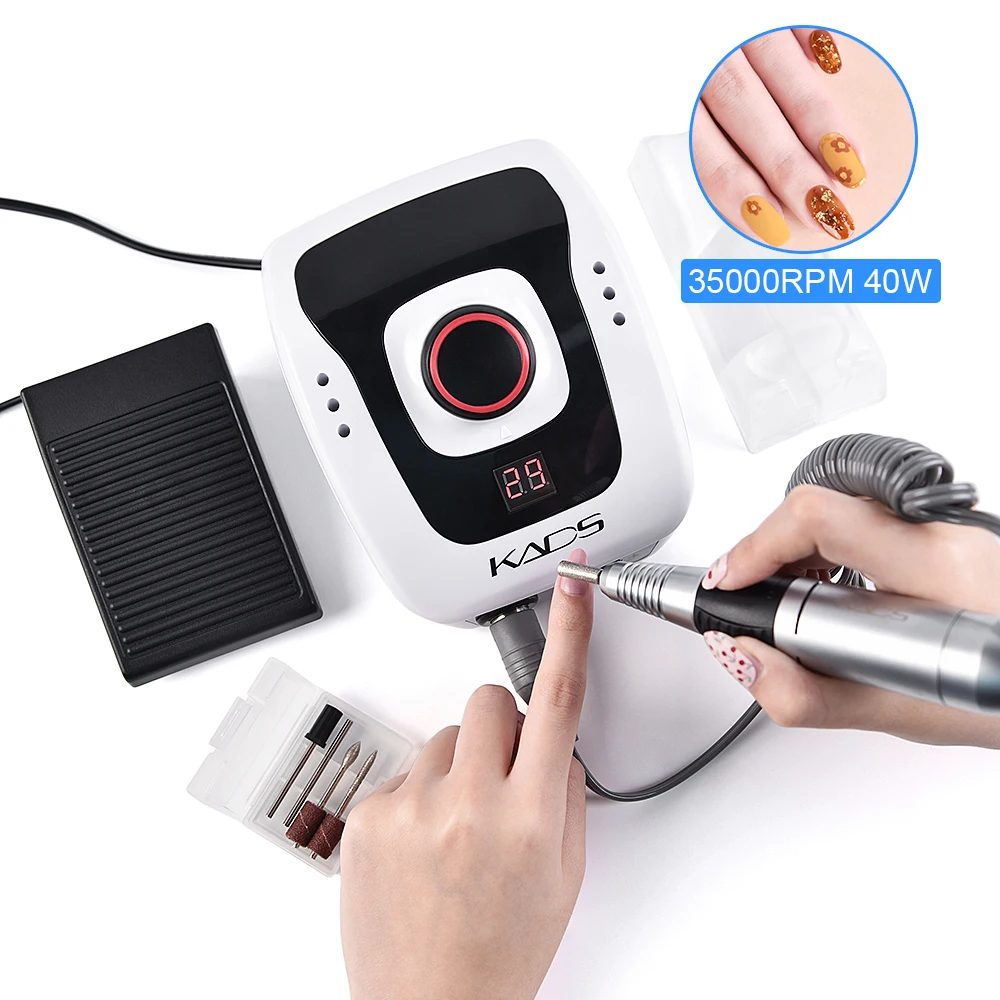 Professional Nail Drill Machine 40W 35000RPM Electric Manicure Machine with Milling Cutter Tool Set