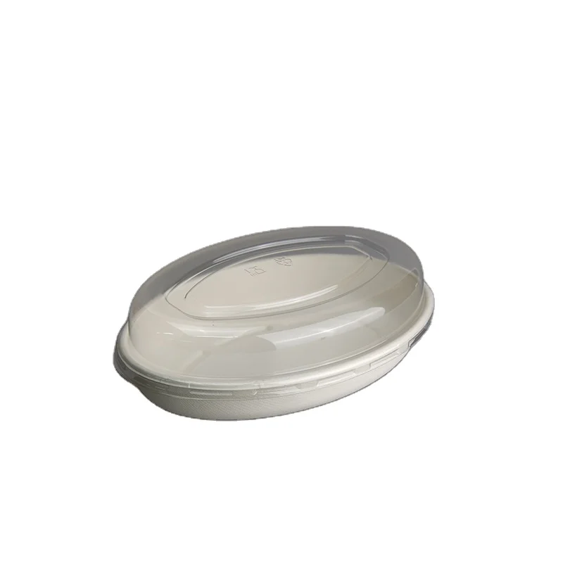 ZX 26oz Oval White Round Bagasse Paper Plates Compostable Biodegradable Disposable Heavy Duty Dinner Party Bagasse Paper Plates