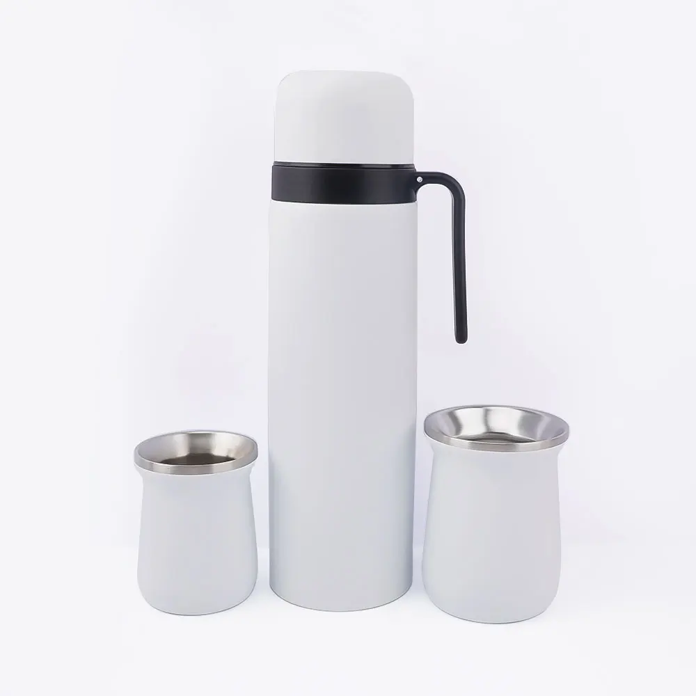 wholesale 1L 8OZ 6OZ Yerba Mate Travel Set thermos  stainless steel vacuum insulated hot water bottle Thermos with handle