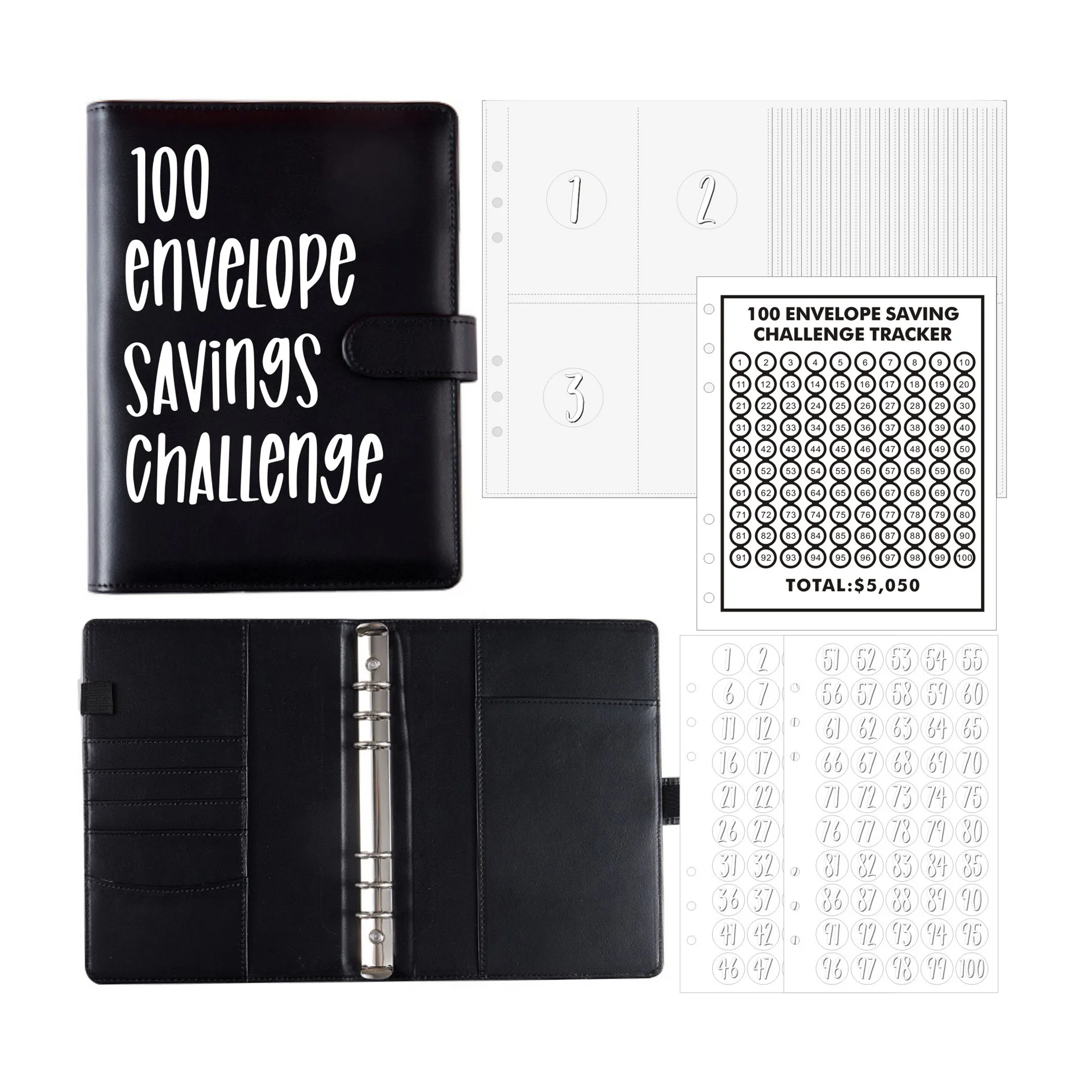 Customized Logo Planner Money Saving Challenge Book A5 Budget Binder 100 Envelope Savings Challenge Budget binder Notebooks