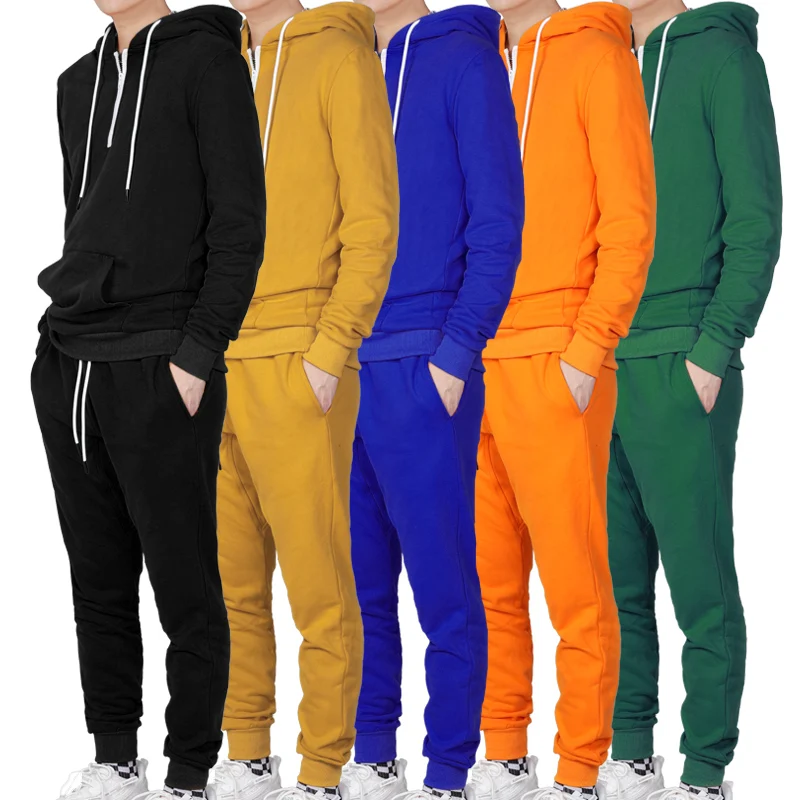 Orange Zipper Neckline Tracksuit Turkey Mens Custom Tracksuits Men Sweatsuit Sets