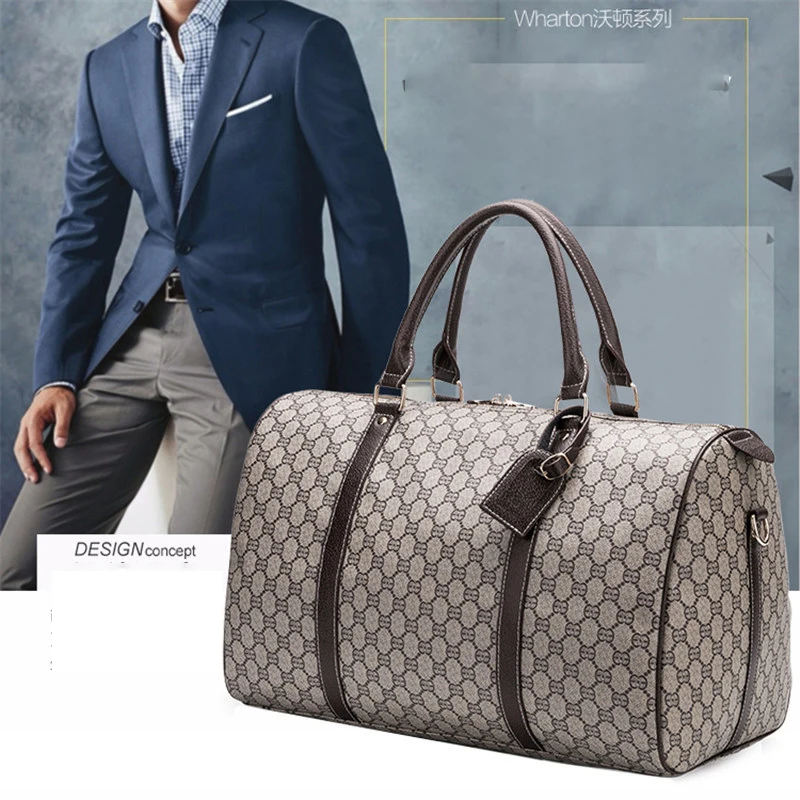 Custom Print Pattern Top Quality Leather Bag For Men travel fashion duffel bags men leather duffle bag